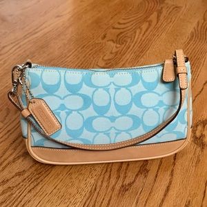 Coach | Authentic Vintage Coach Wristlet | Y2K Aqua Logo Print